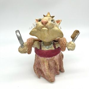 Vintage Bobble Head Princess Cat 6” Hearts & Flowers Figurine 2002